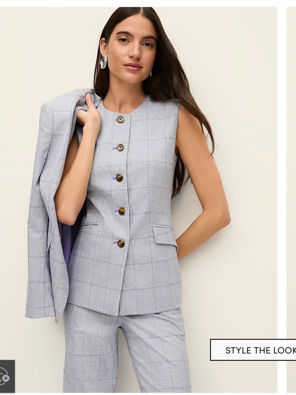 Ann Taylor Light Lavender Check Sleeveless Vest
